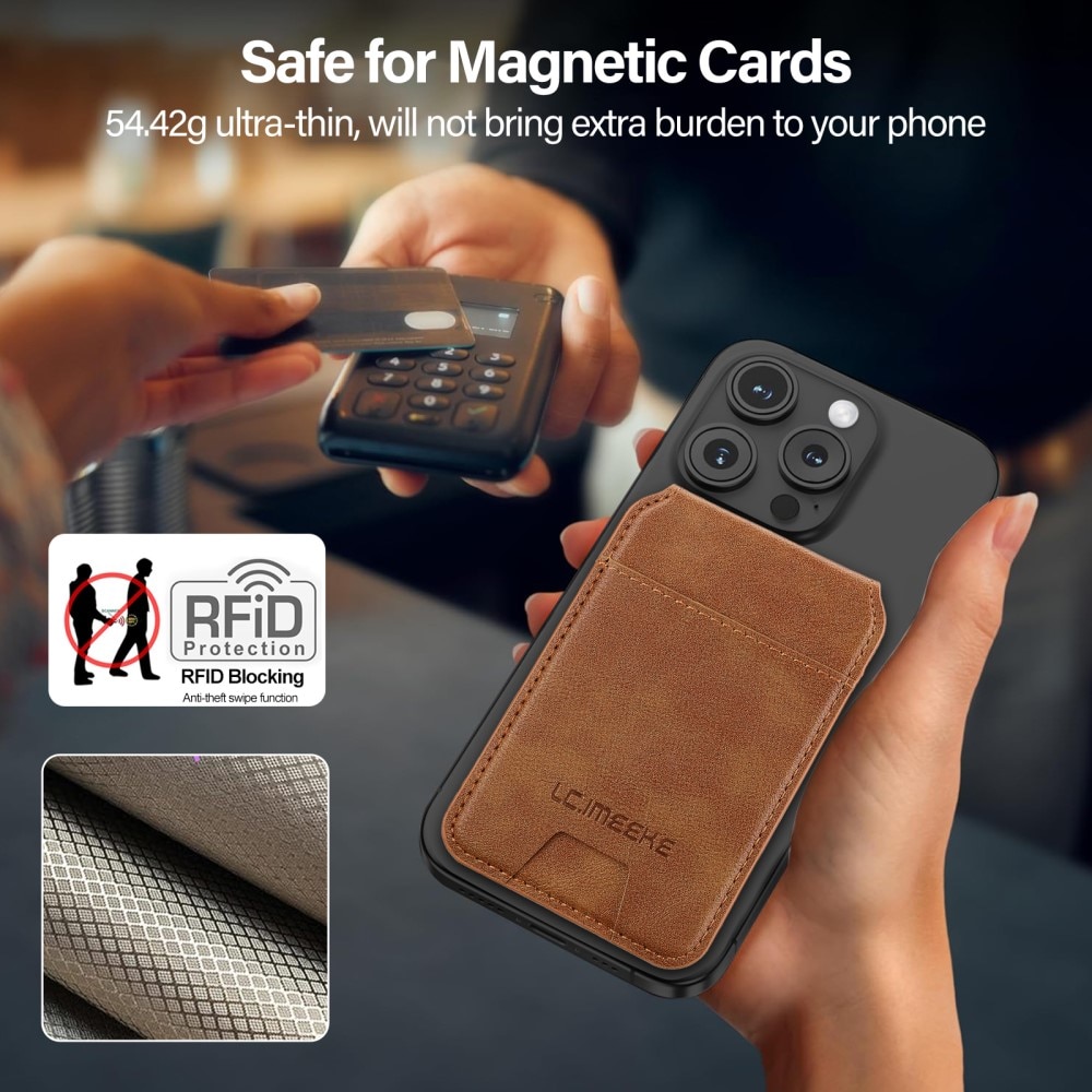 MagSafe porte-cartes RFID avec support, cognac