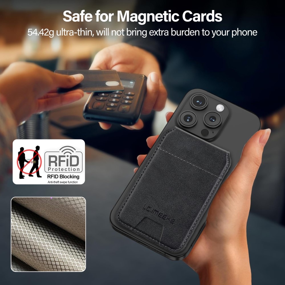 MagSafe porte-cartes RFID avec support, noir