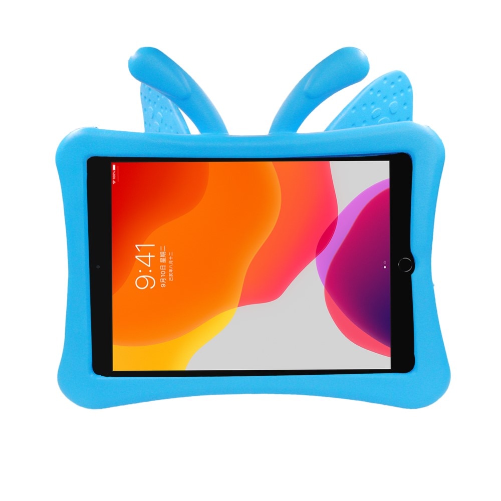 Coque hybride à papillons pour iPad 10.2 8th Gen (2020) avec bandoulière,  bleu