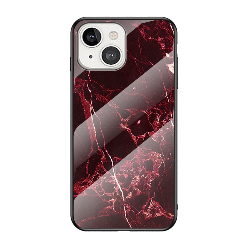 Coque en verre trempé iPhone 13 Marbre rouge