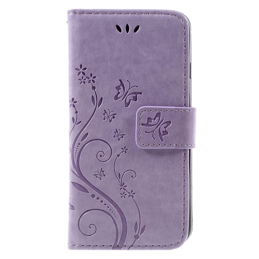 Étui en cuir à papillons pour iPhone 8, violet