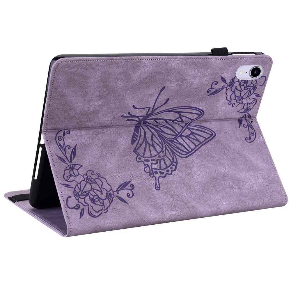 Étui en cuir avec papillons Apple iPad Mini 7th Gen (2024), violet