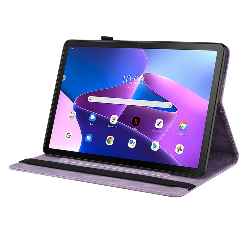 Étui en cuir avec papillons Lenovo Tab M10 Plus (3rd gen), violet