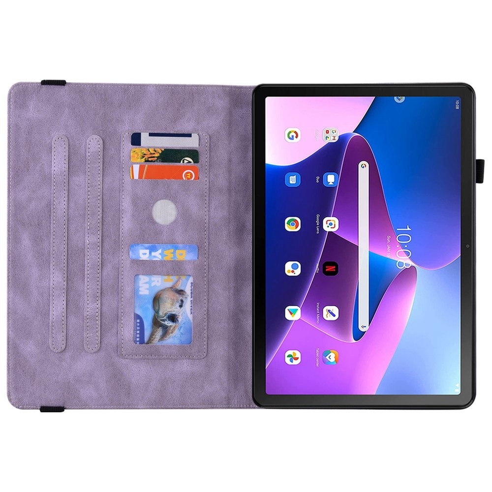 Étui en cuir avec papillons Lenovo Tab M10 Plus (3rd gen), violet