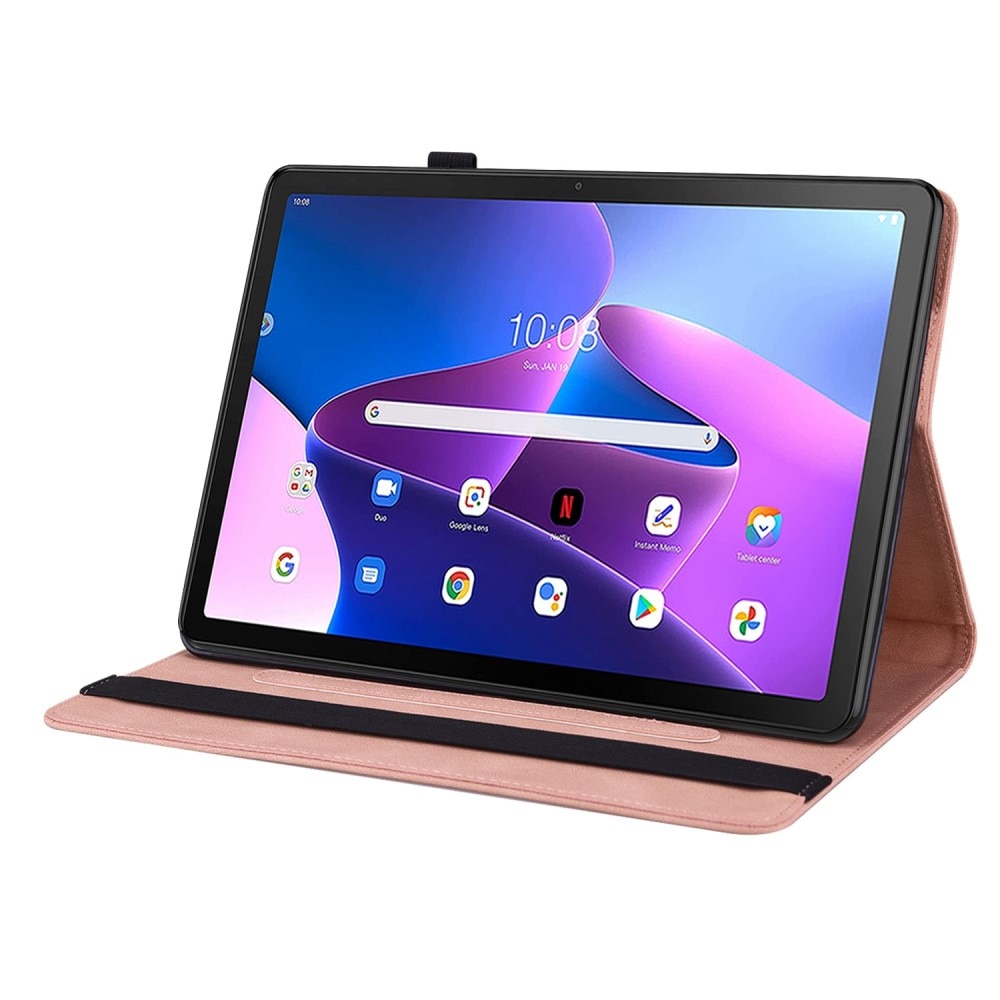 Étui en cuir avec papillons Lenovo Tab M10 Plus (3rd gen), rose