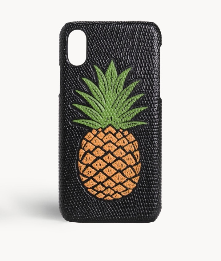 Coque iPhone Xs Max Pineapple Orange Lizard Black