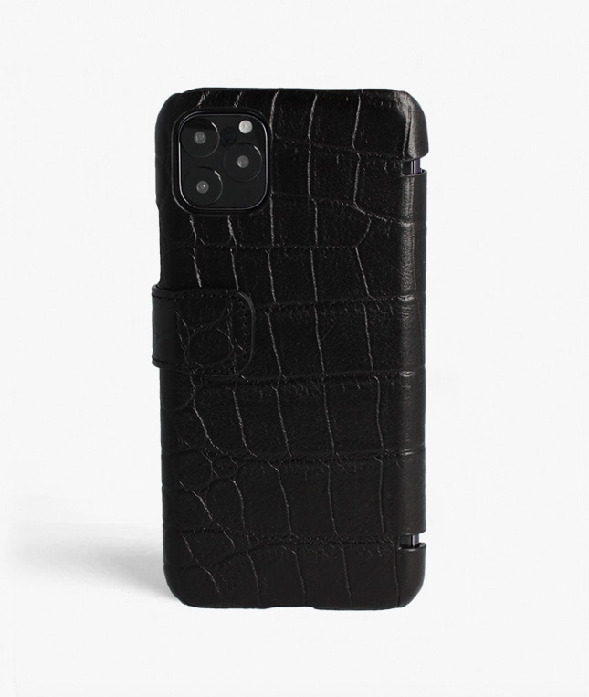 Coque portefeuille iPhone 11 Pro Max Lizard Black