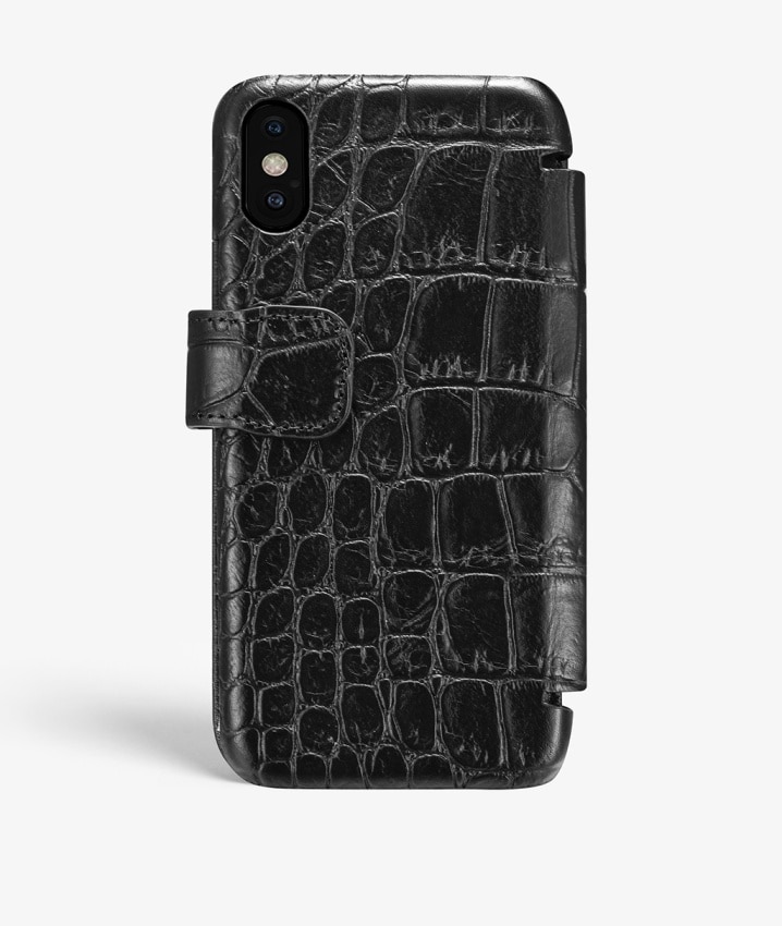 Coque portefeuille iPhone X/XS Lizard Black