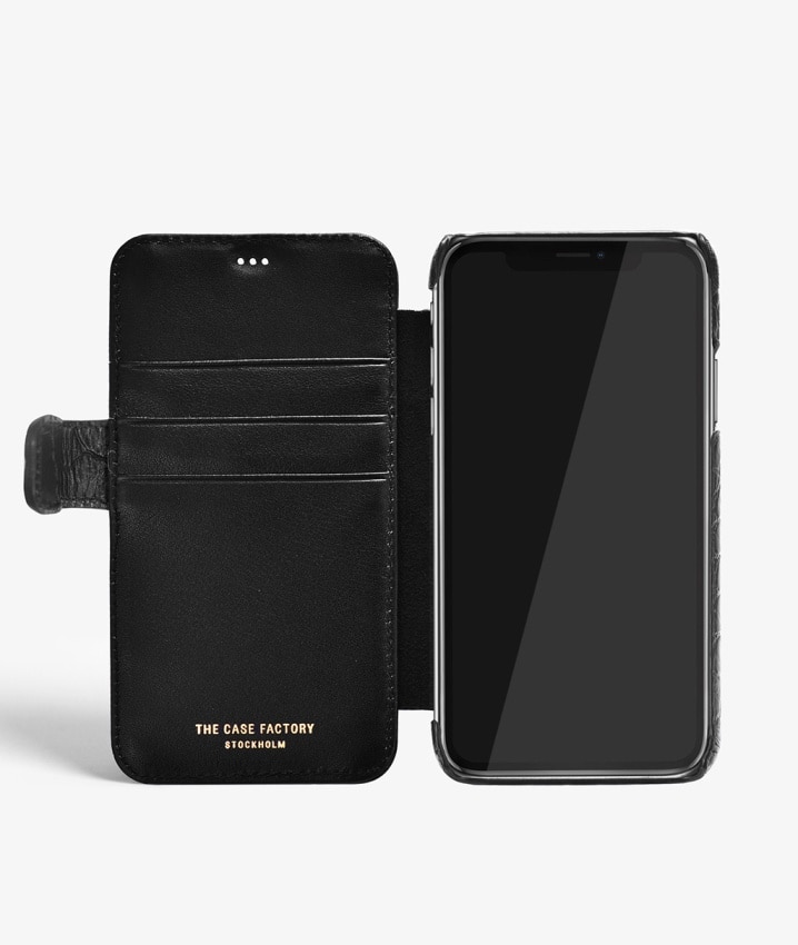 Coque portefeuille iPhone X/XS Lizard Black