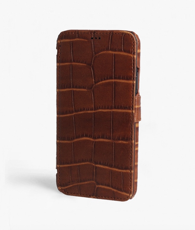 Coque portefeuille iPhone 11 Pro Max Lizard Cognac