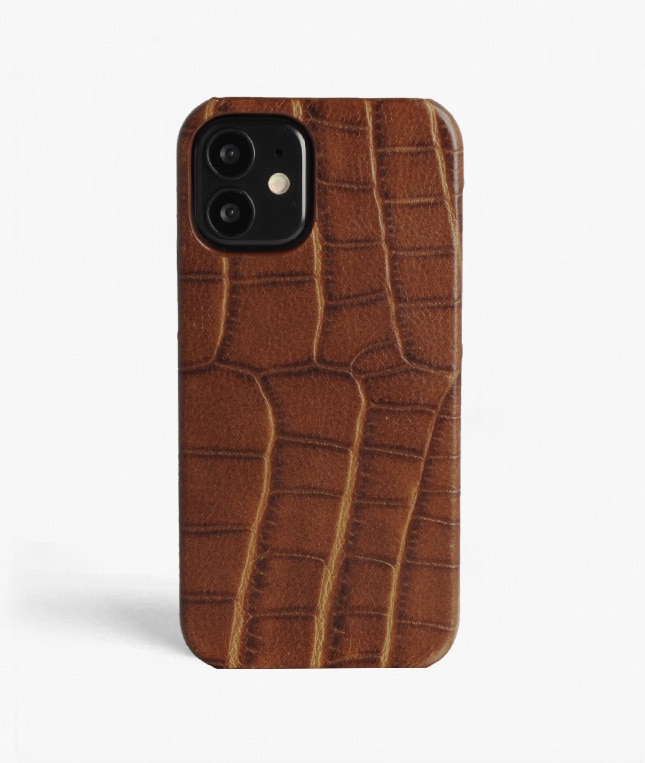 Coque iPhone 12 Mini Croco Marron