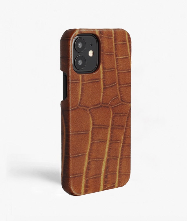 Coque iPhone 12 Mini Croco Marron