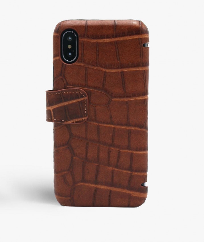 Coque portefeuille iPhone X/XS Lizard Cognac