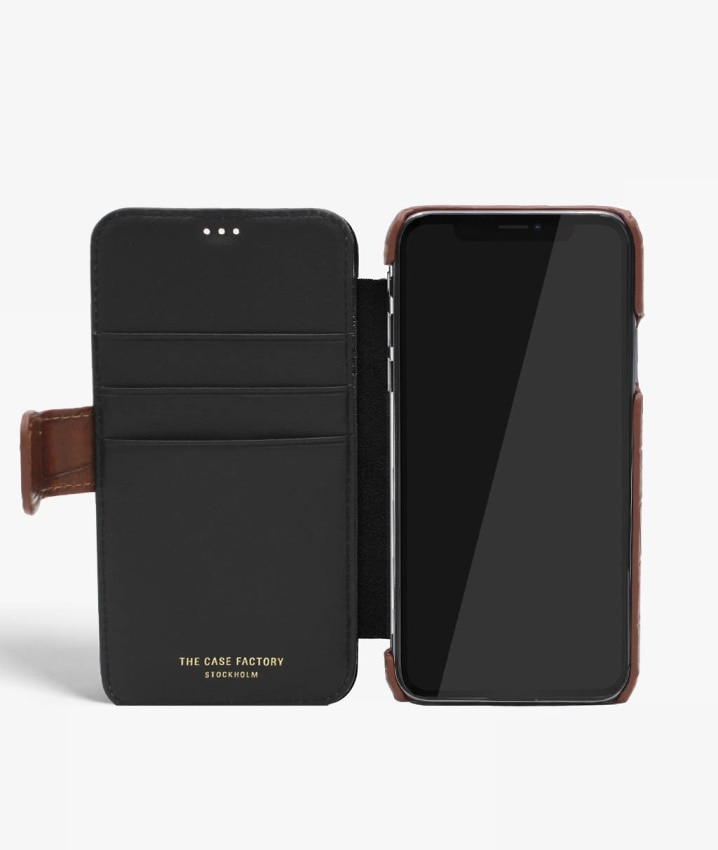 Coque portefeuille iPhone X/XS Lizard Cognac