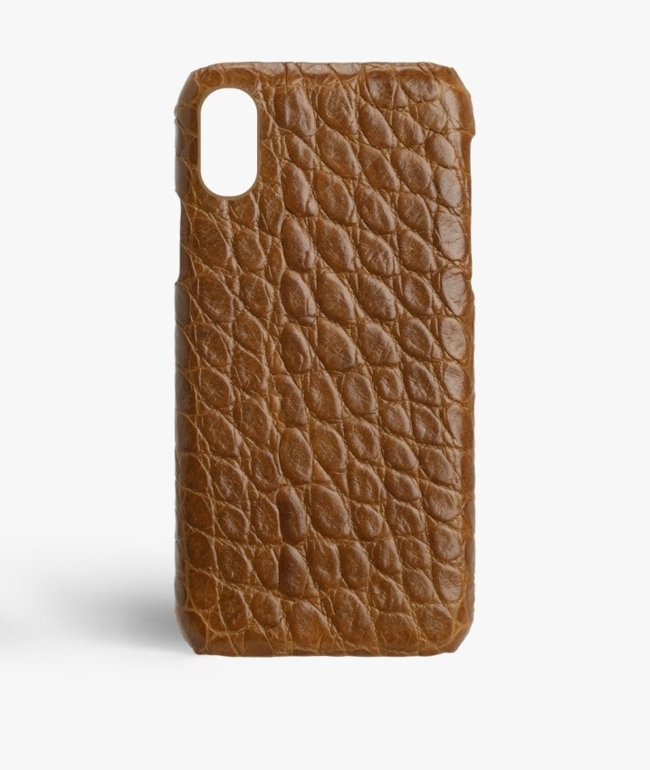 Coque iPhone Xs Max Small Croco Cognac