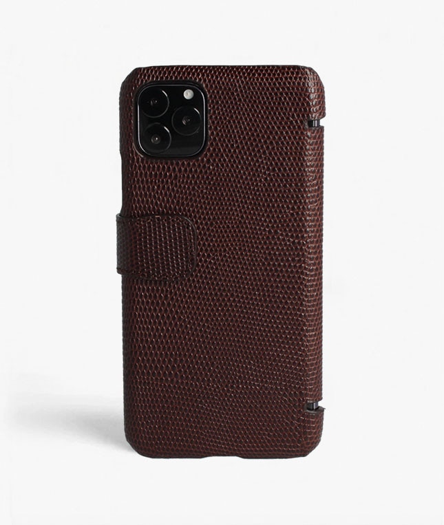 Coque portefeuille iPhone 11 Pro Max Lizard Brown