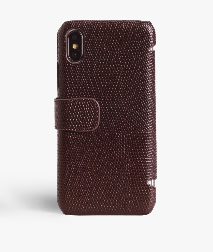 Coque portefeuille iPhone X/XS Lizard Brown