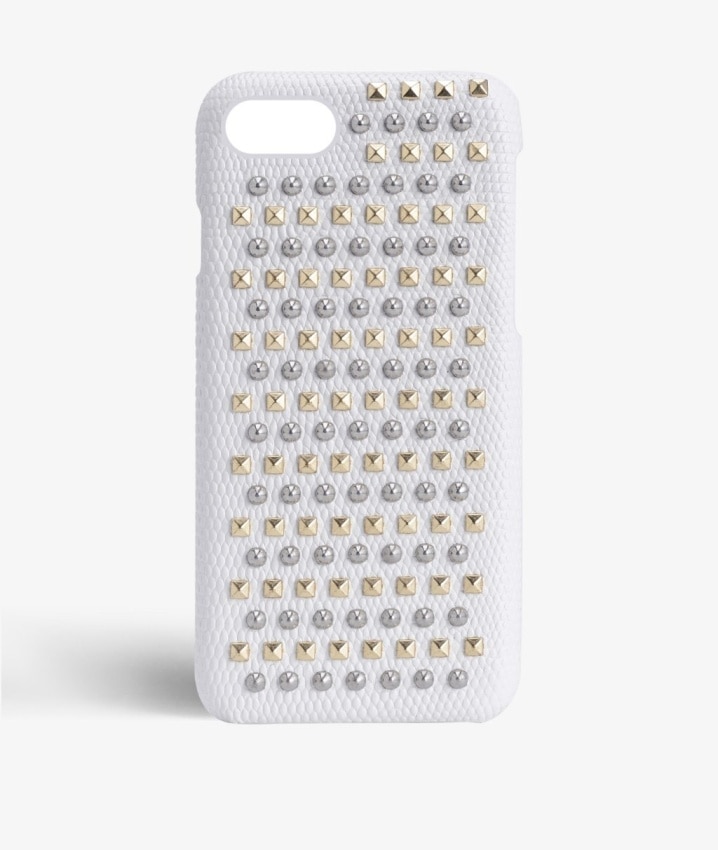 Coque iPhone 8 Mixed Studs Lizard White