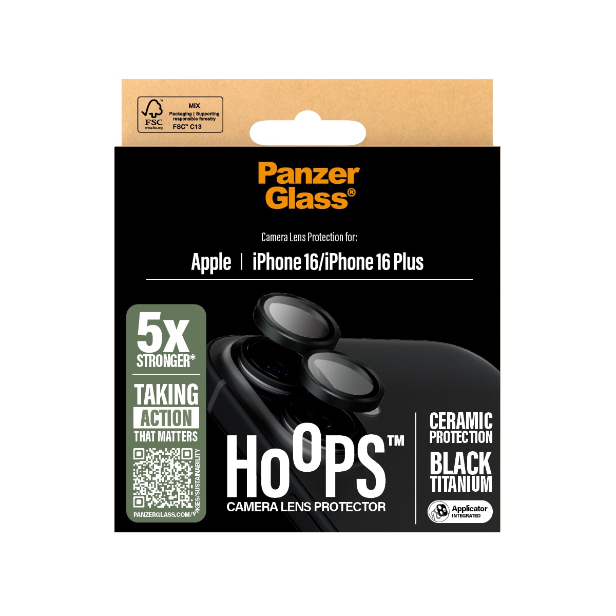 iPhone 16 Hoops Ceramic Camera Lens Protector, Black