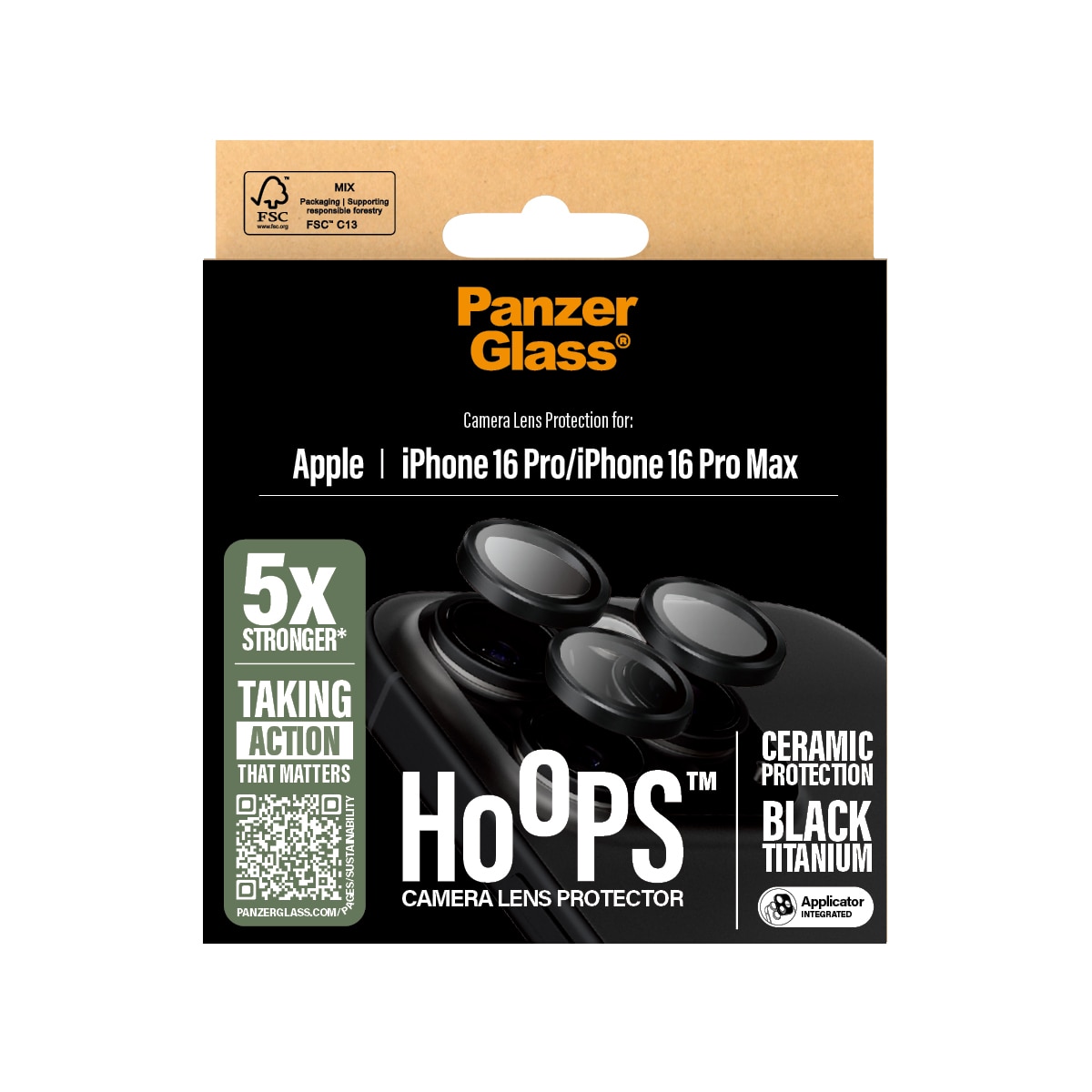 iPhone 16 Pro Max Hoops Ceramic Camera Lens Protector, Black