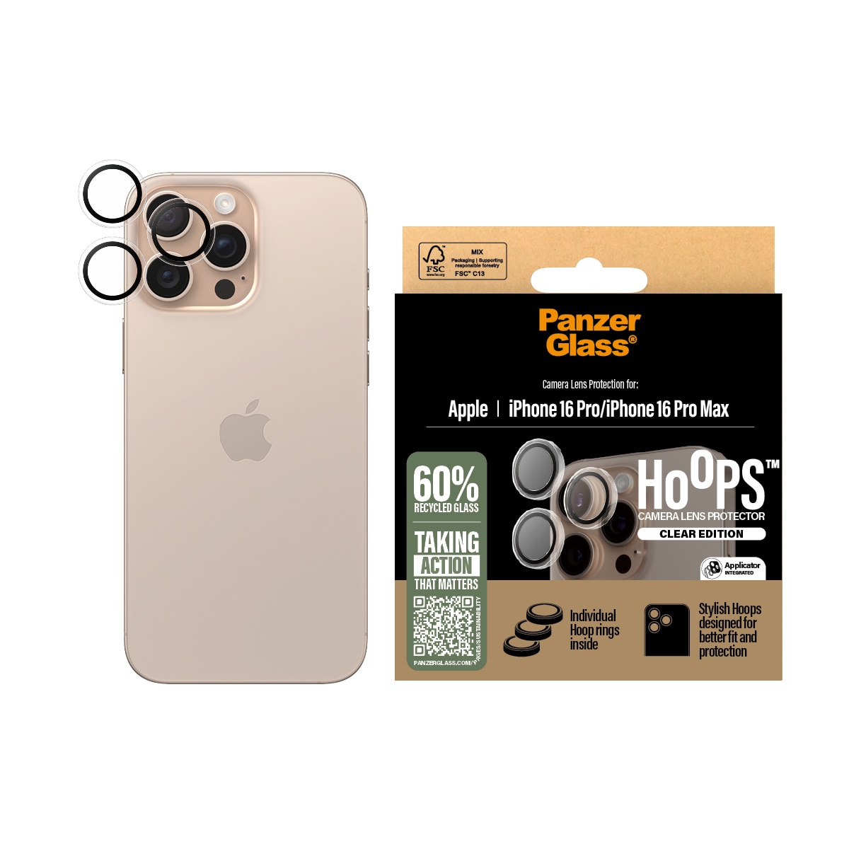 iPhone 16 Pro Hoops Camera Lens Protector, Clear