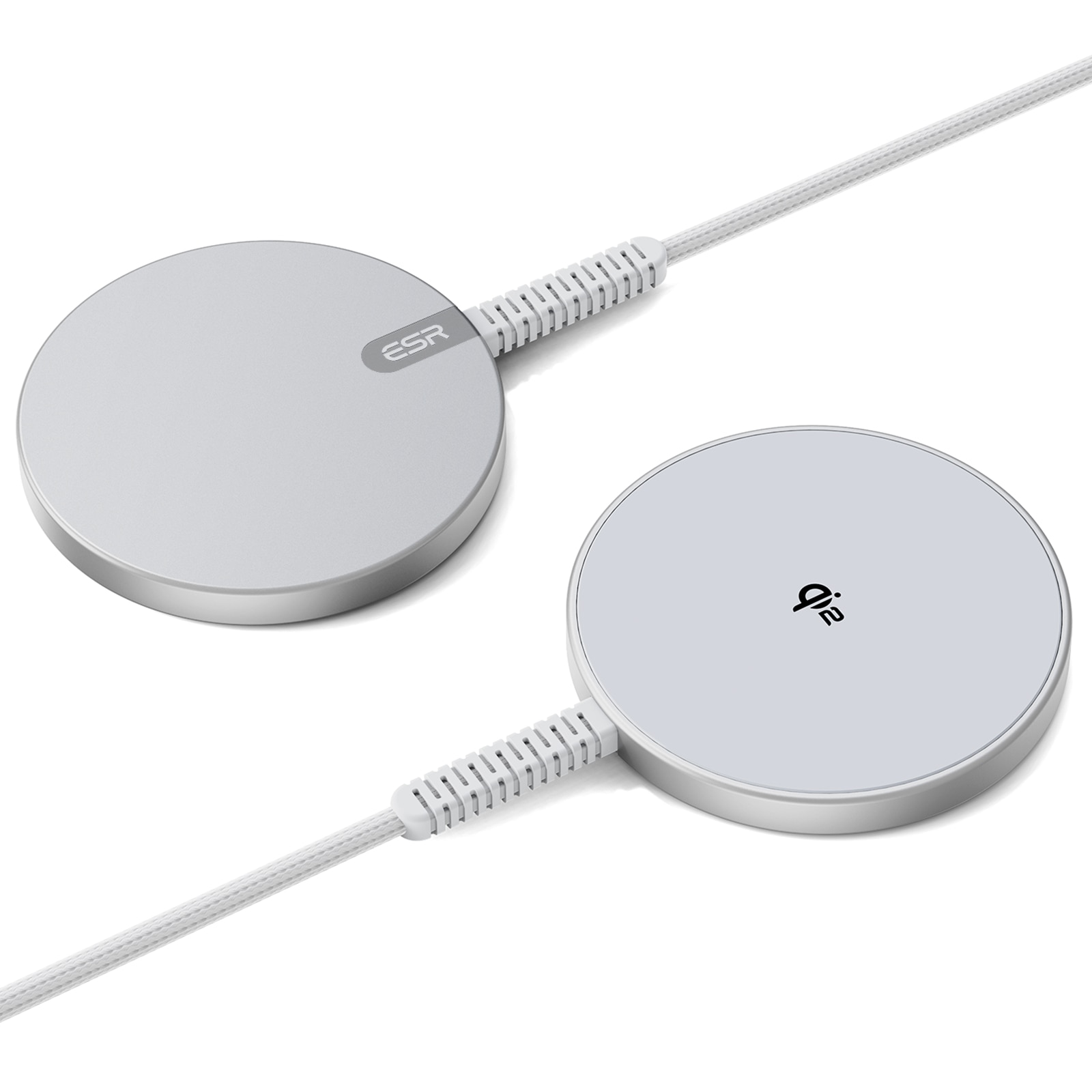 HaloLock Mini Qi2 MagSafe Magnetic Wireless Charger, argent