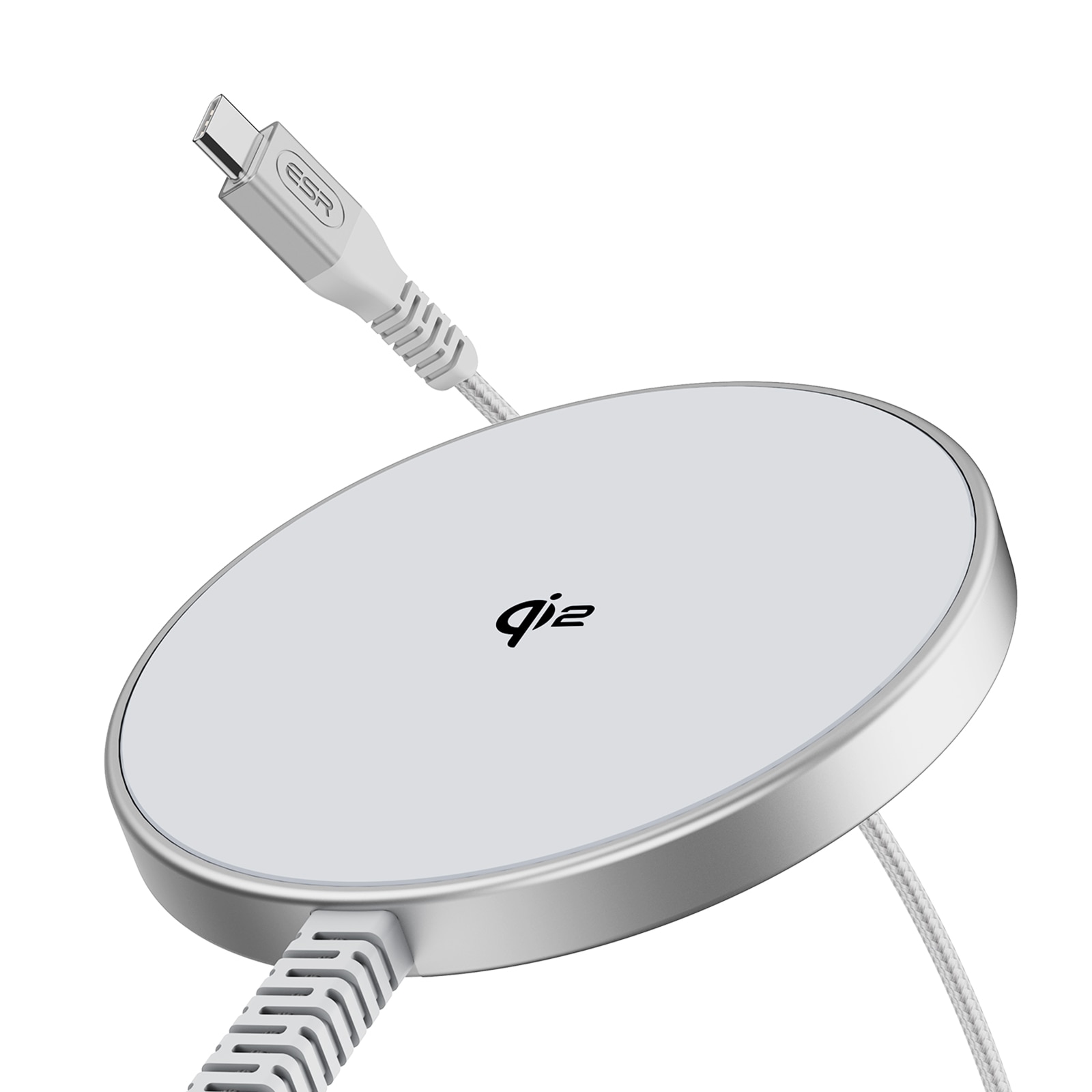 HaloLock Mini Qi2 MagSafe Magnetic Wireless Charger, argent