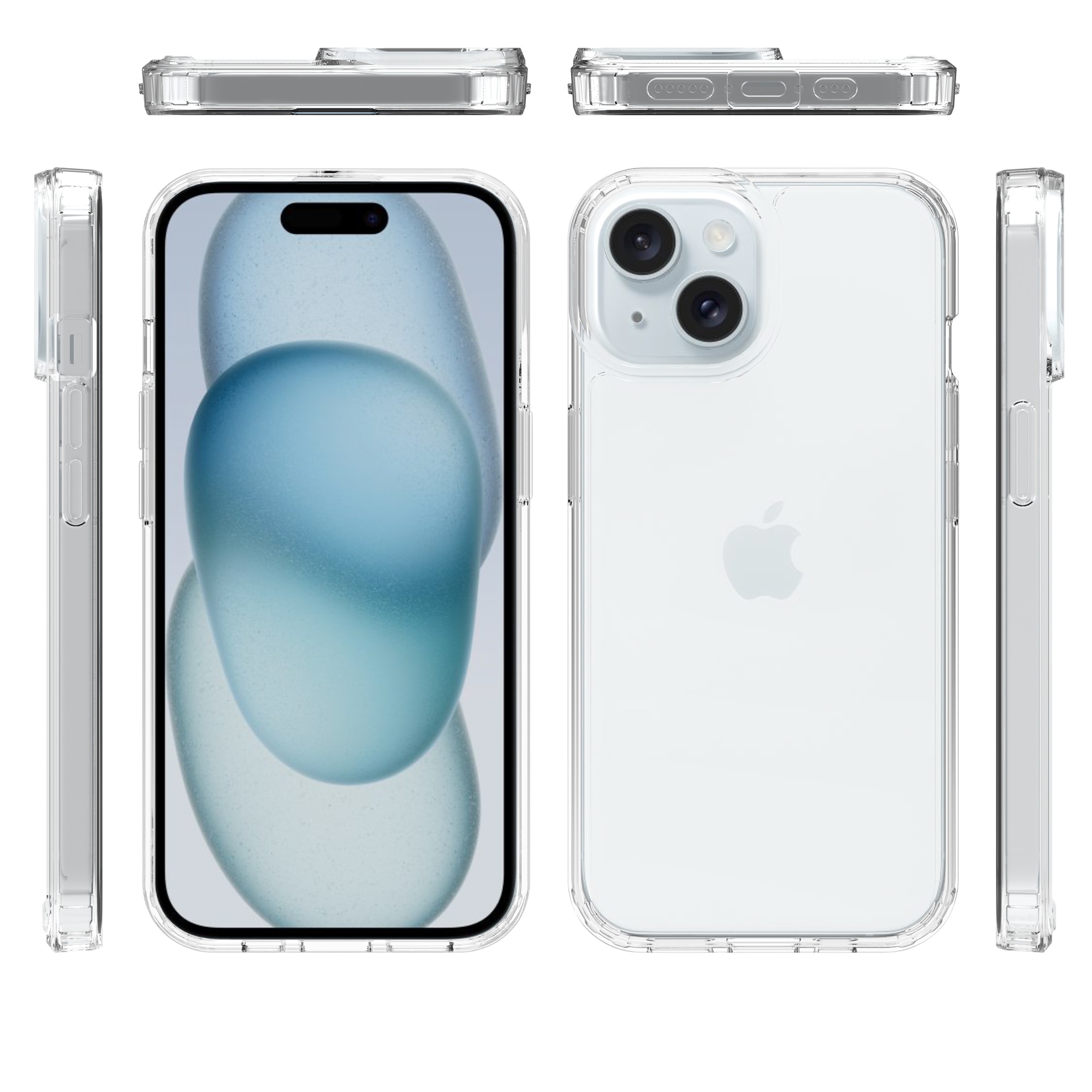 Coque hybride pour iPhone 15 Plus, transparent