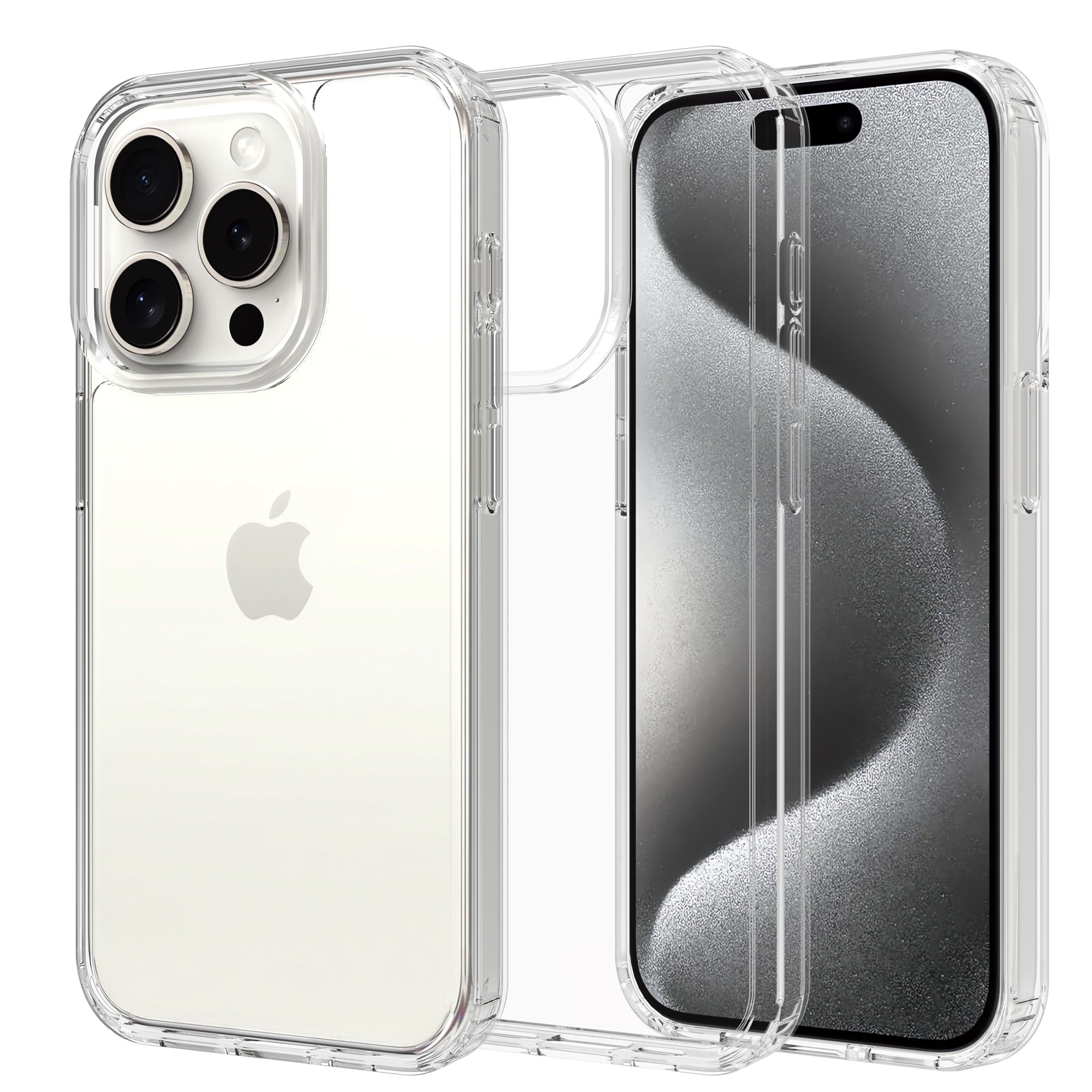 Coque hybride pour iPhone 15 Pro, transparent