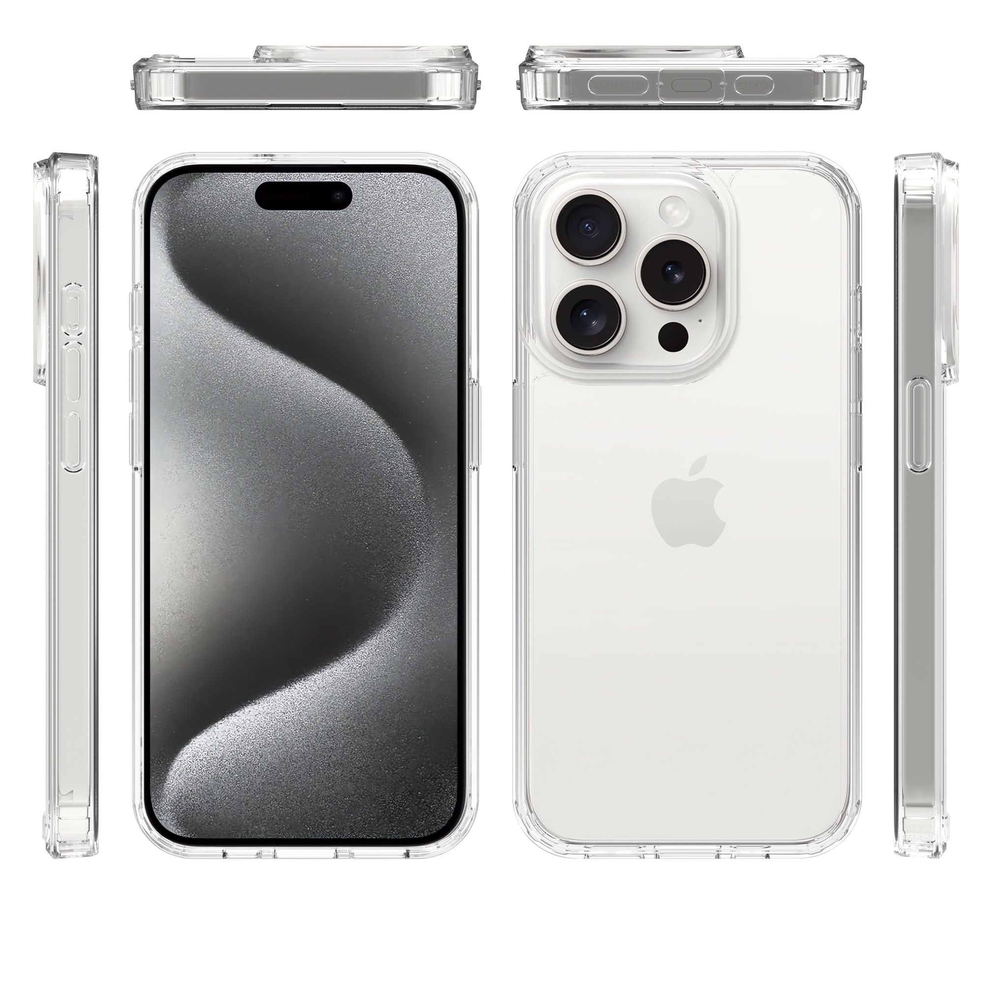 Coque hybride pour iPhone 15 Pro, transparent