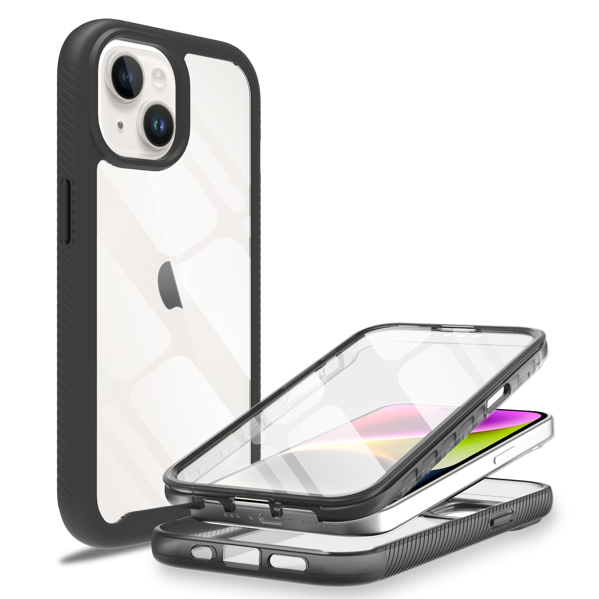 Coque Full Protection iPhone 15 Plus, noir