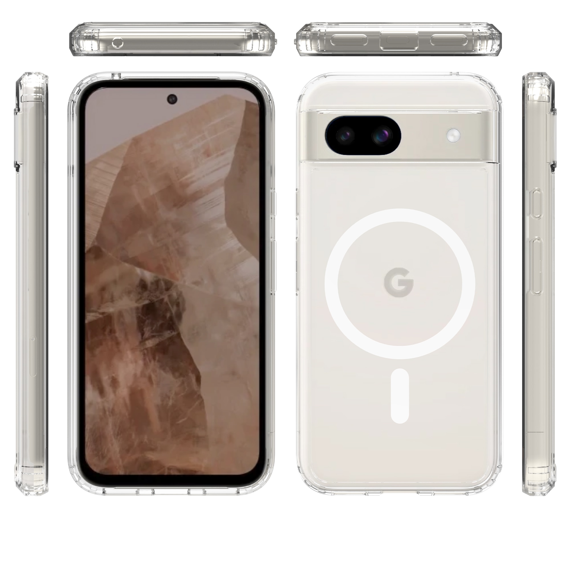 Coque hybride MagSafe Google Pixel 8a, transparent