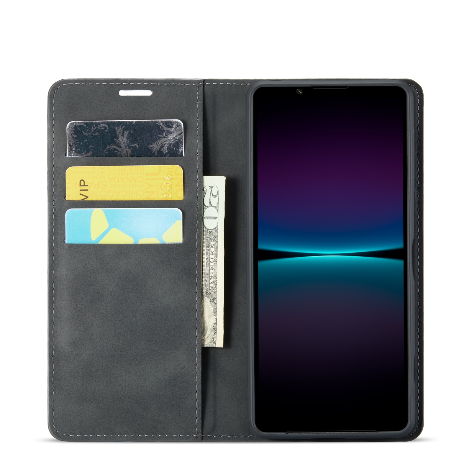 Coque portefeuille mince Sony Xperia 1 VI, noir