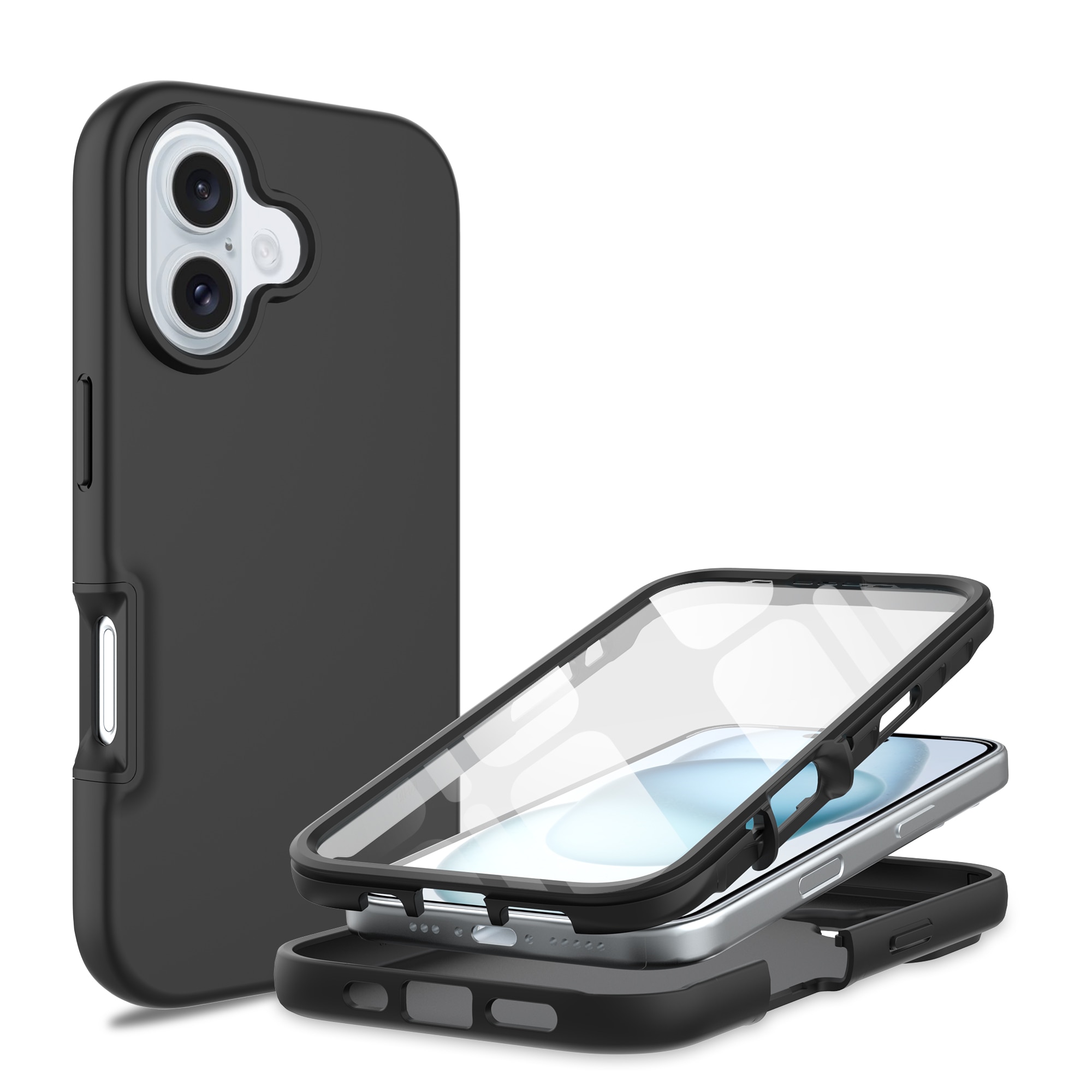 Coque Full Protection iPhone 16, noir