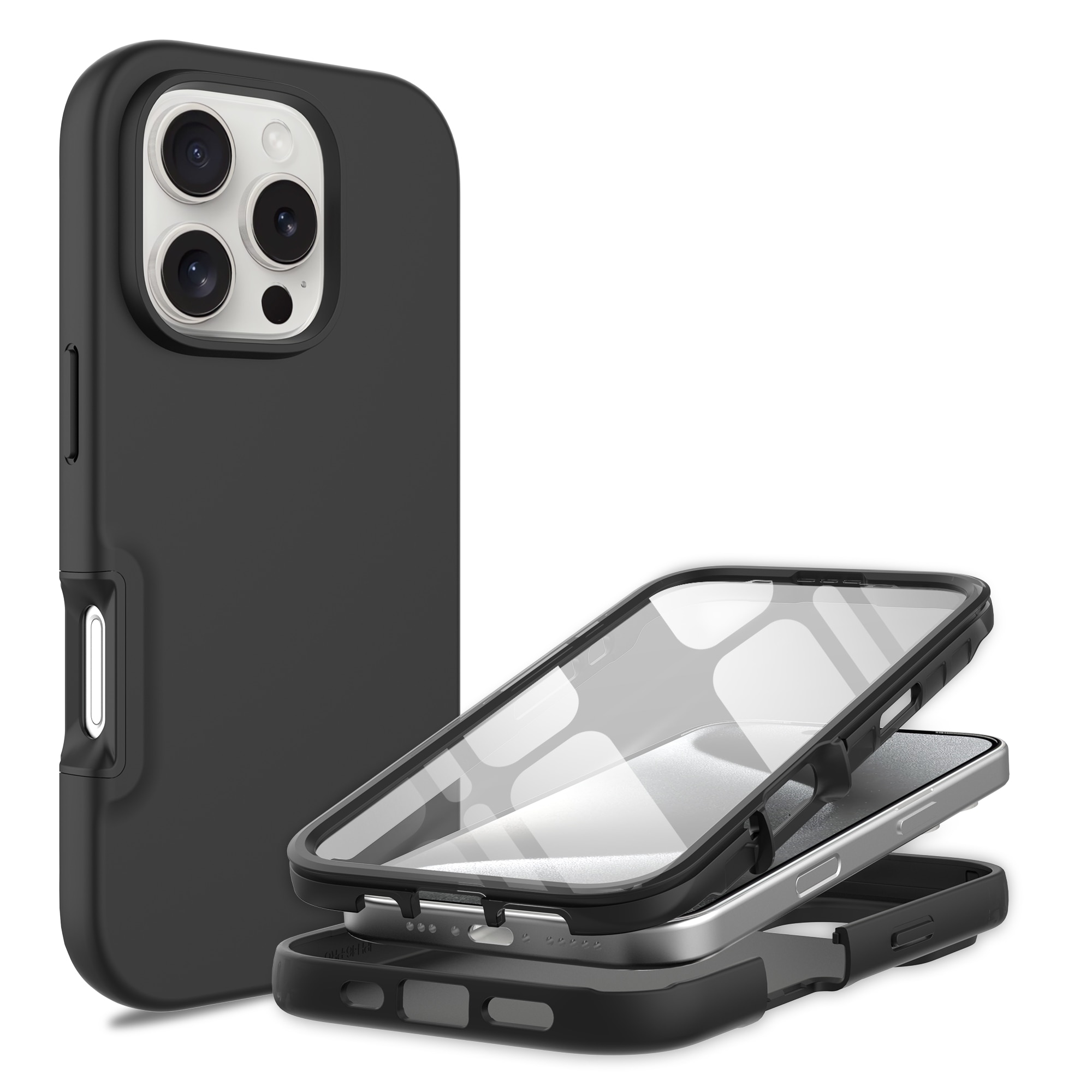 Coque Full Protection iPhone 16 Pro, noir