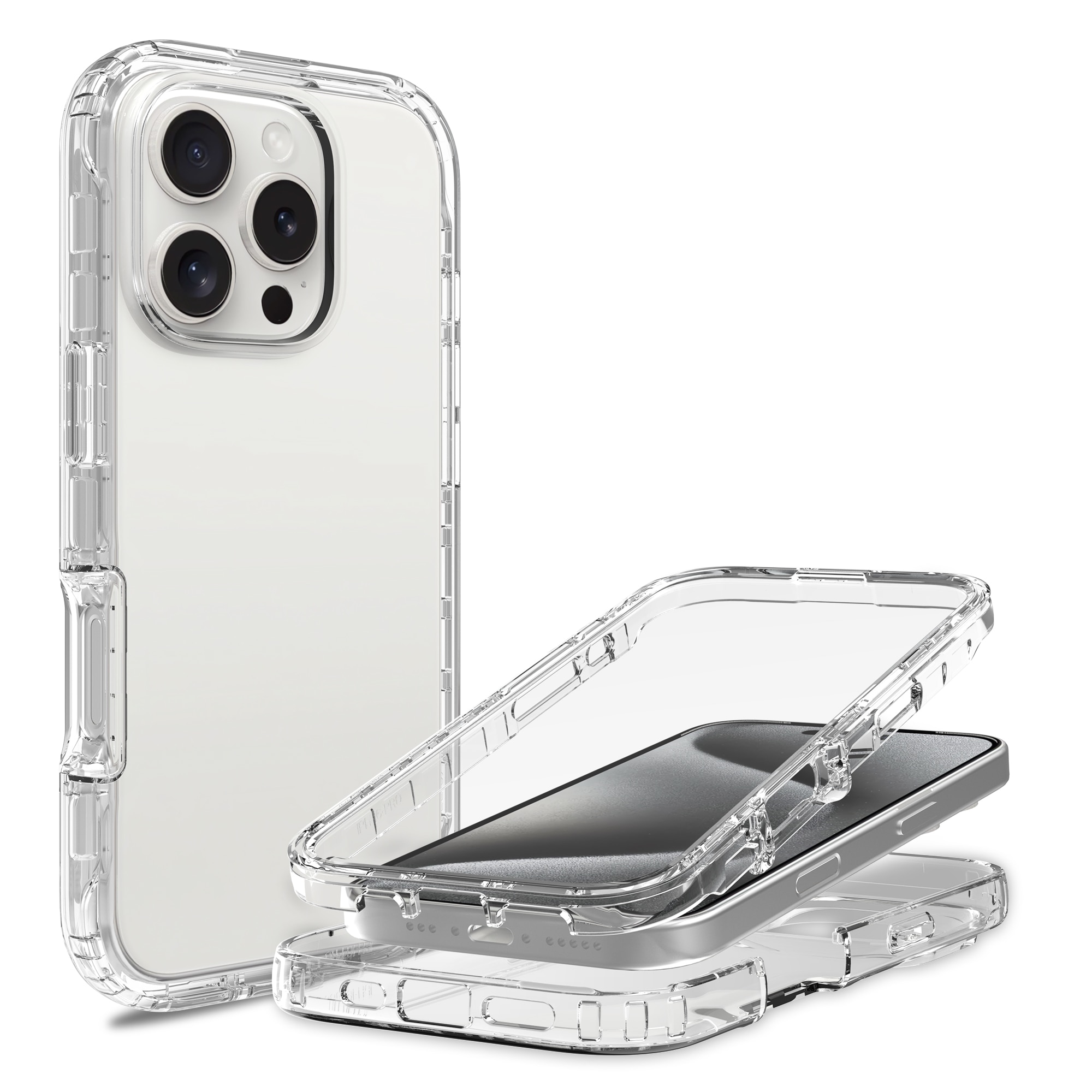 Coque de couverture complète iPhone 16 Pro Max, transparent