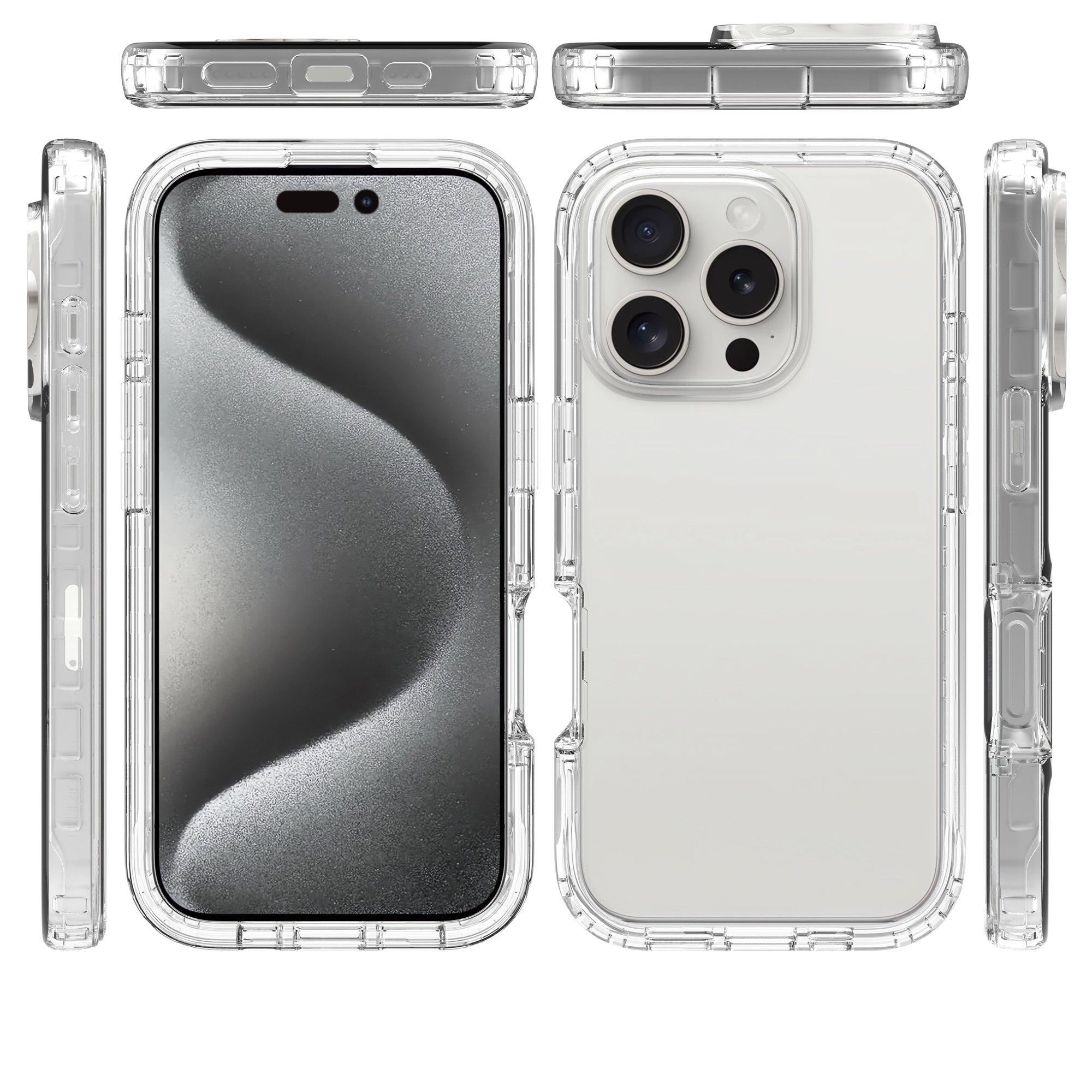 Coque de couverture complète iPhone 16 Pro Max, transparent