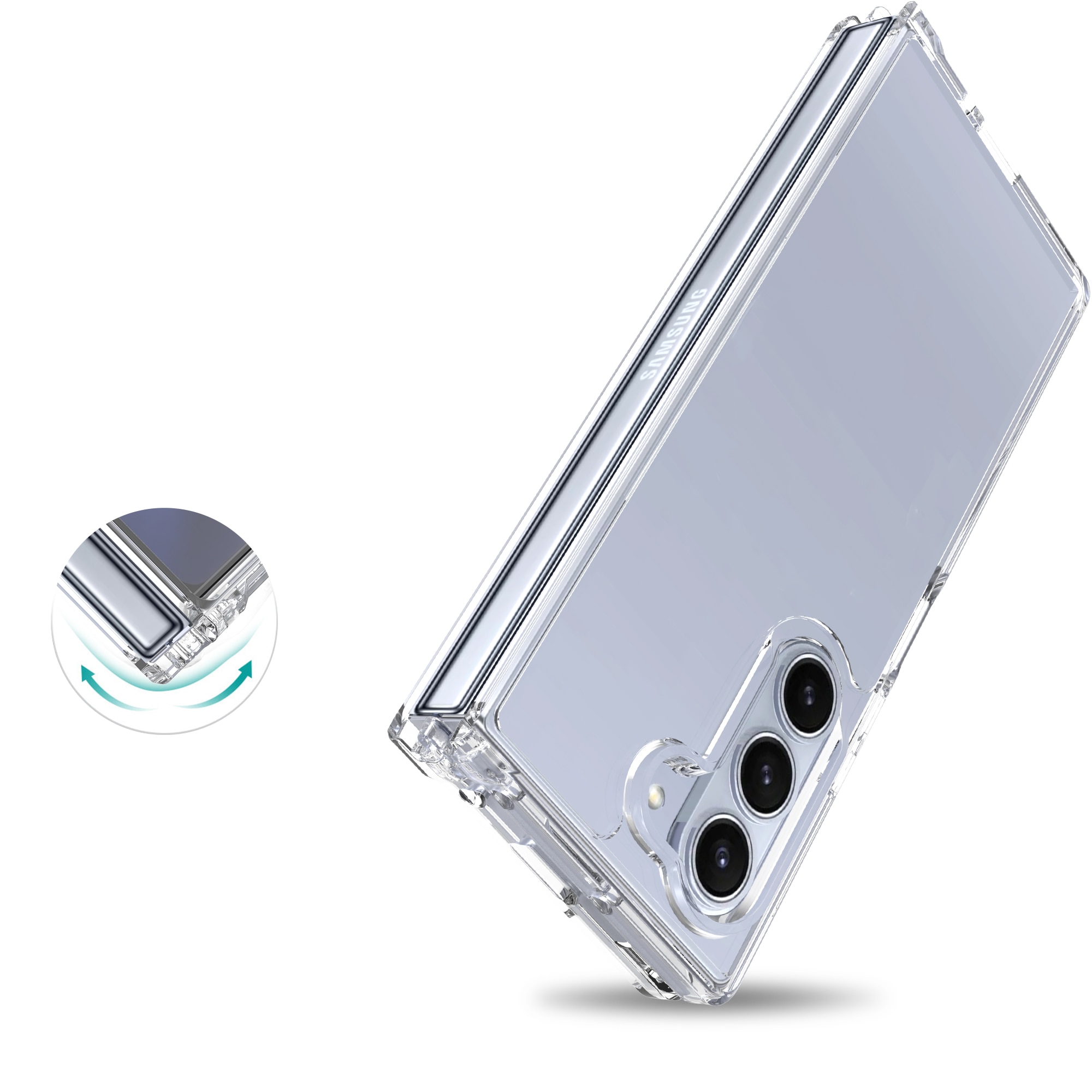 Coque hybride pour Samsung Galaxy Z Fold 6, transparent