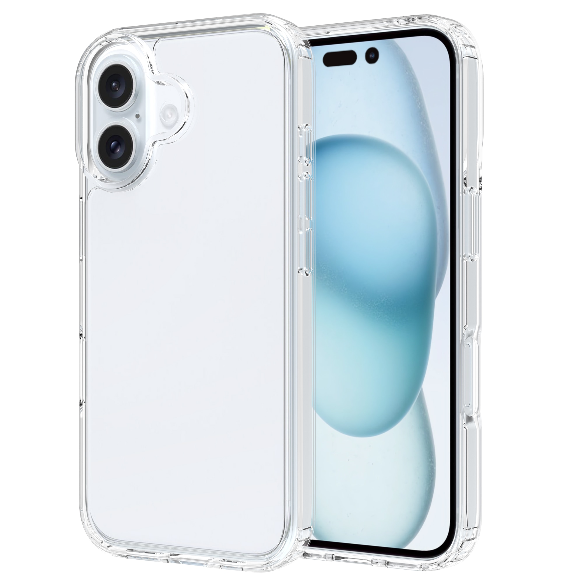 Coque hybride pour iPhone 16 Plus, transparent