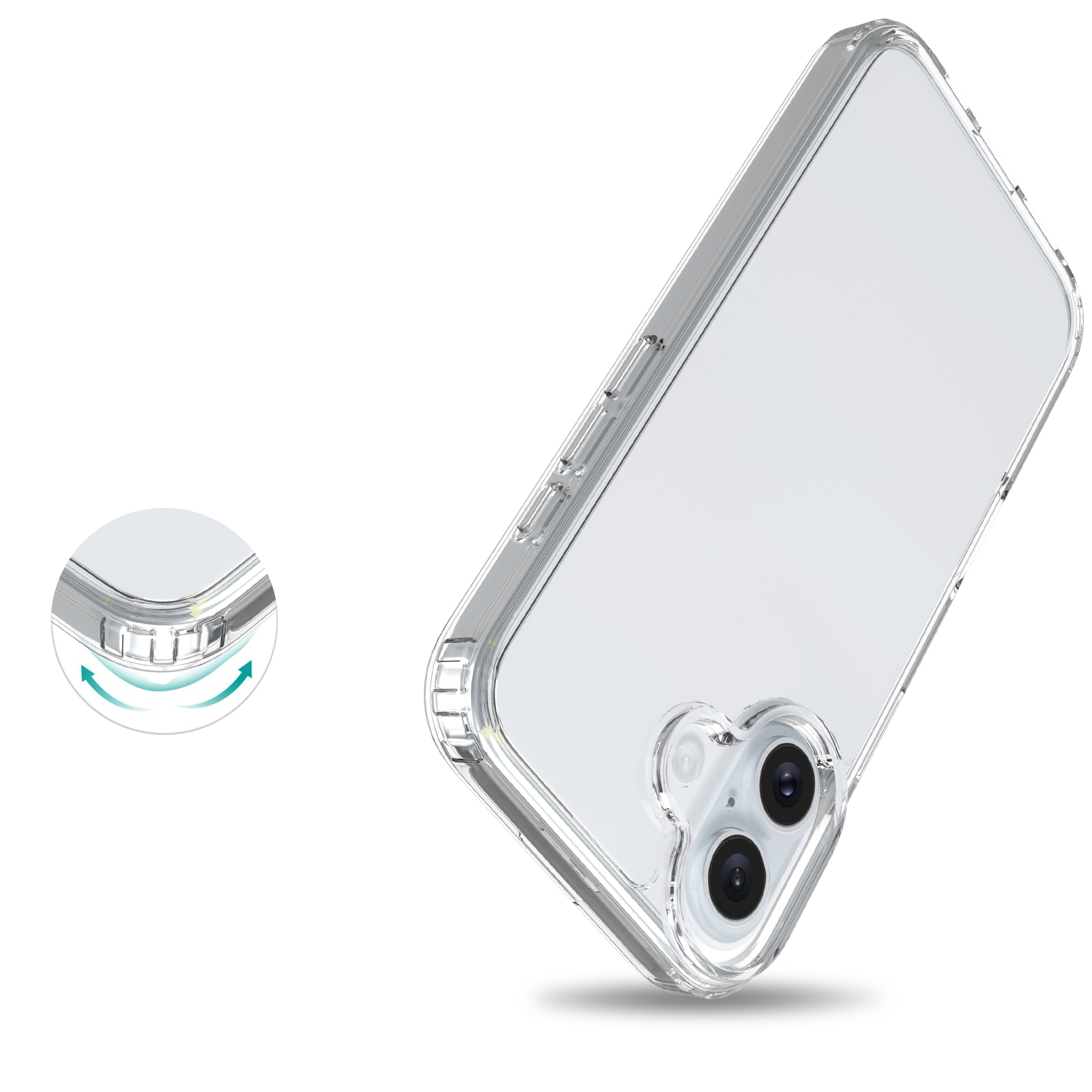 Coque hybride pour iPhone 16 Plus, transparent