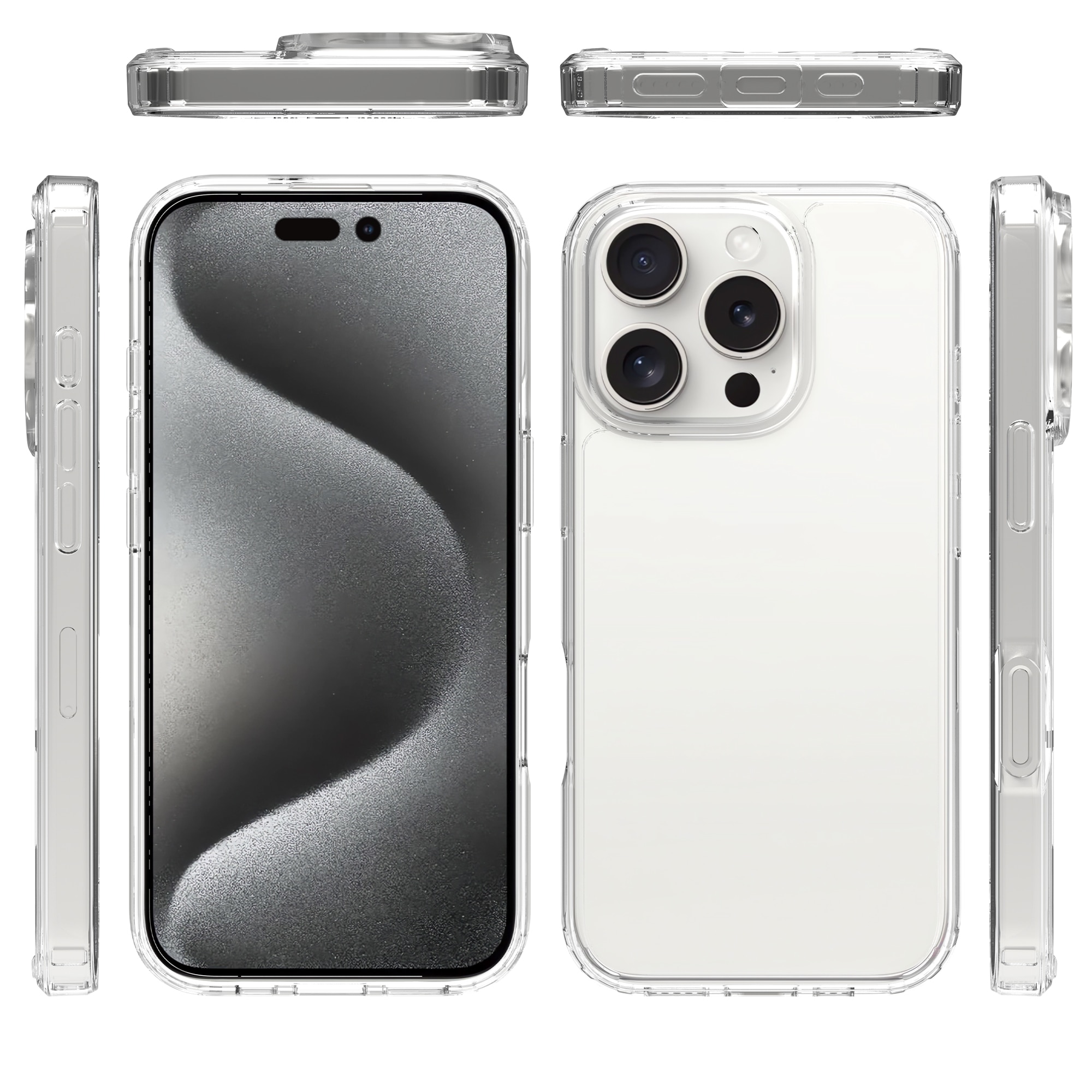 Coque hybride pour iPhone 16 Pro Max, transparent