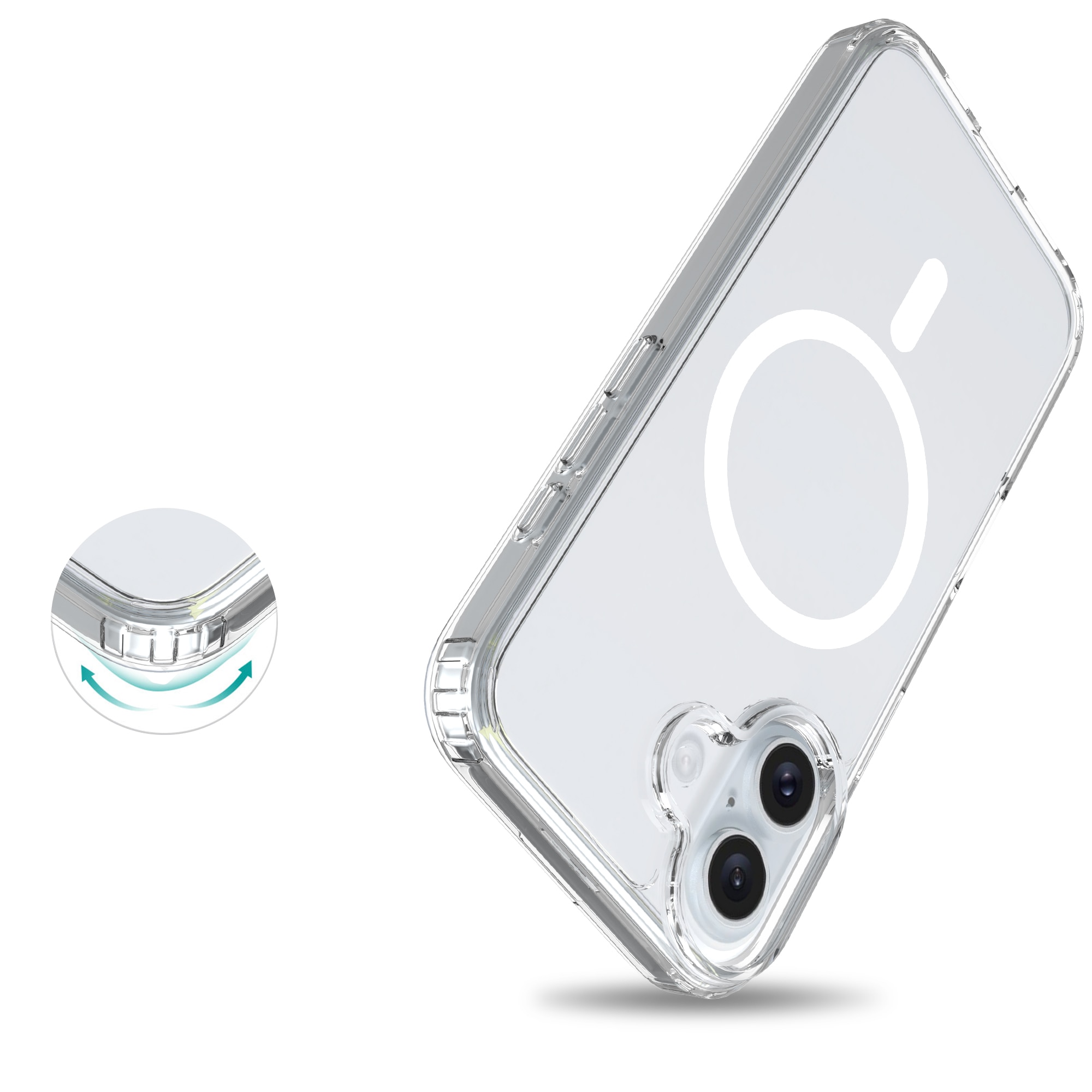 Coque hybride MagSafe iPhone 16 Plus, transparent