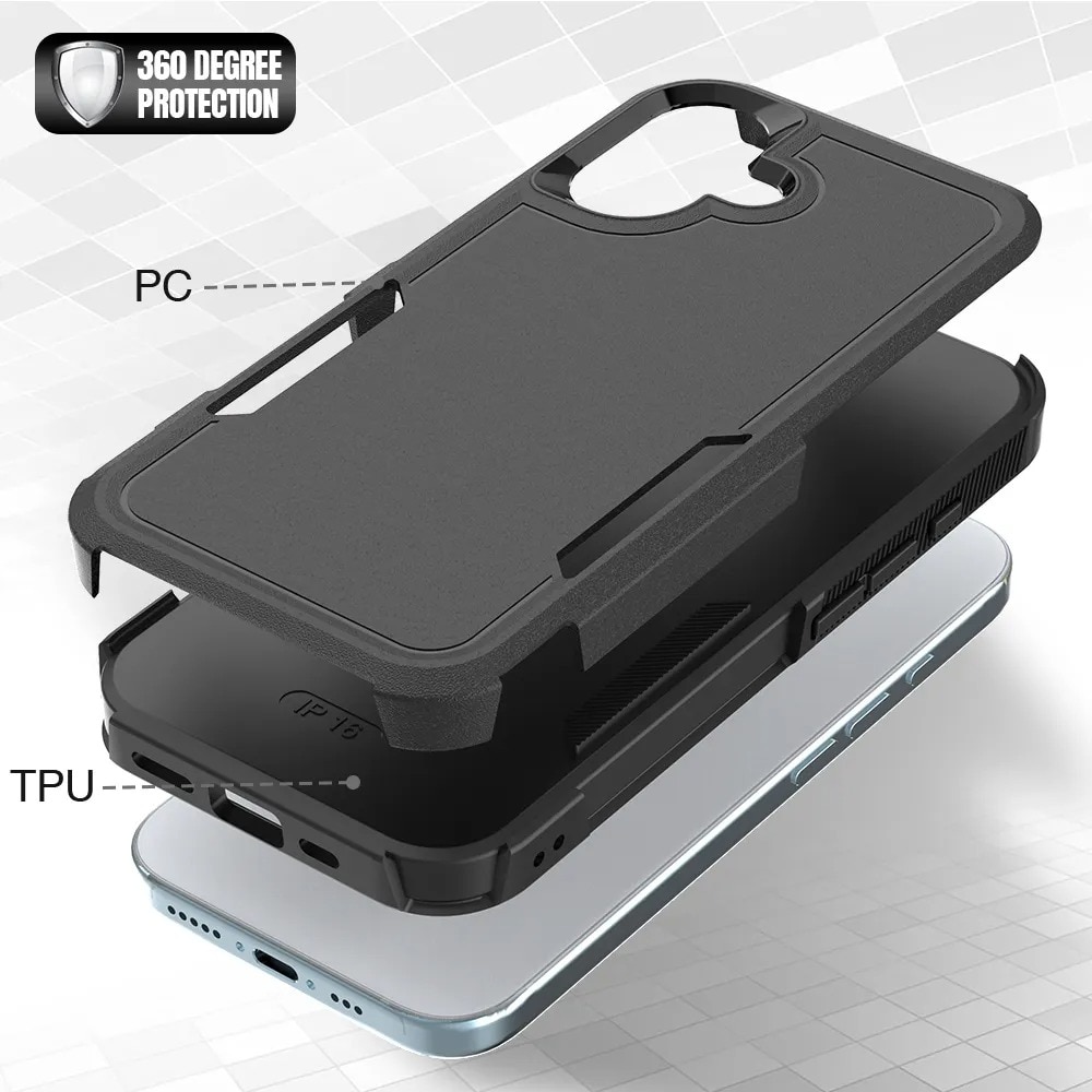 Coque hybride Off-road iPhone 16, noir