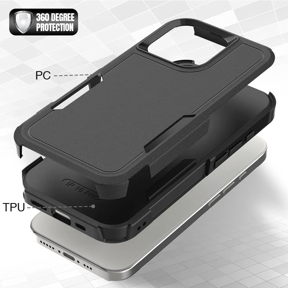 Coque hybride Off-road iPhone 16 Pro Max, noir