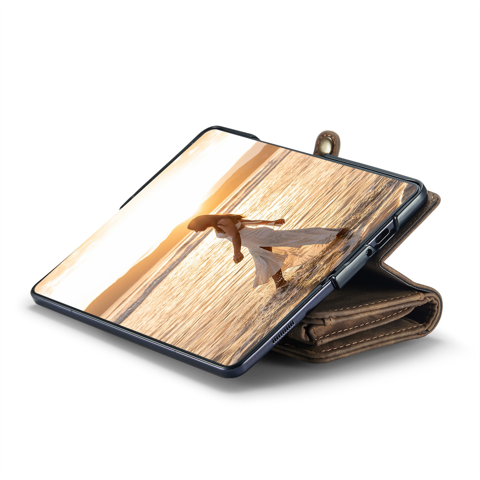 Étui portefeuille multi-cartes Samsung Galaxy Z Fold 6,  marron