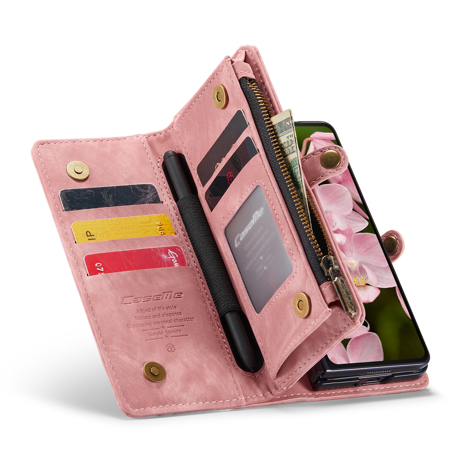 Étui portefeuille multi-cartes Samsung Galaxy Z Fold 6,  rose