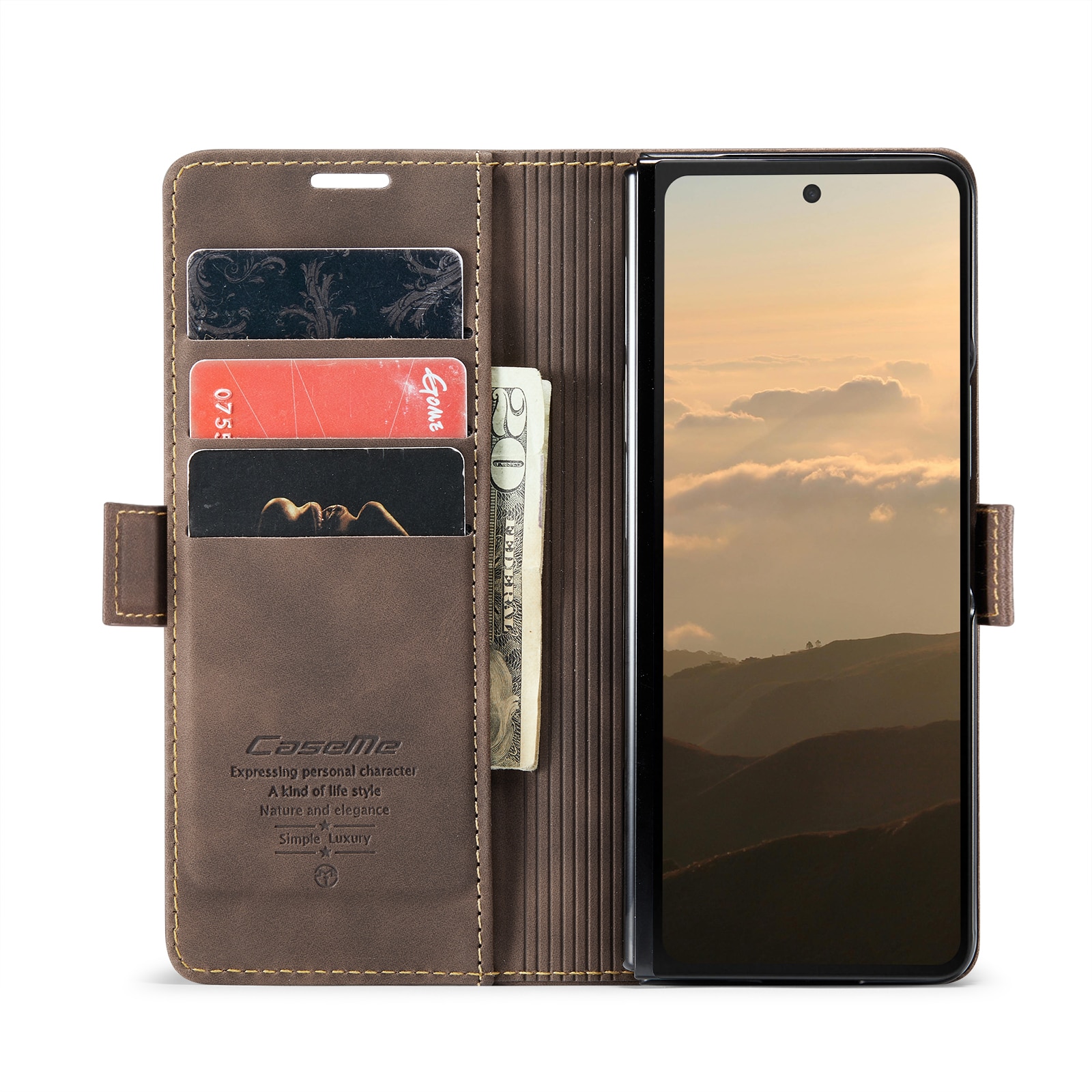 Étui portefeuille mince Samsung Galaxy Z Fold 6, marron