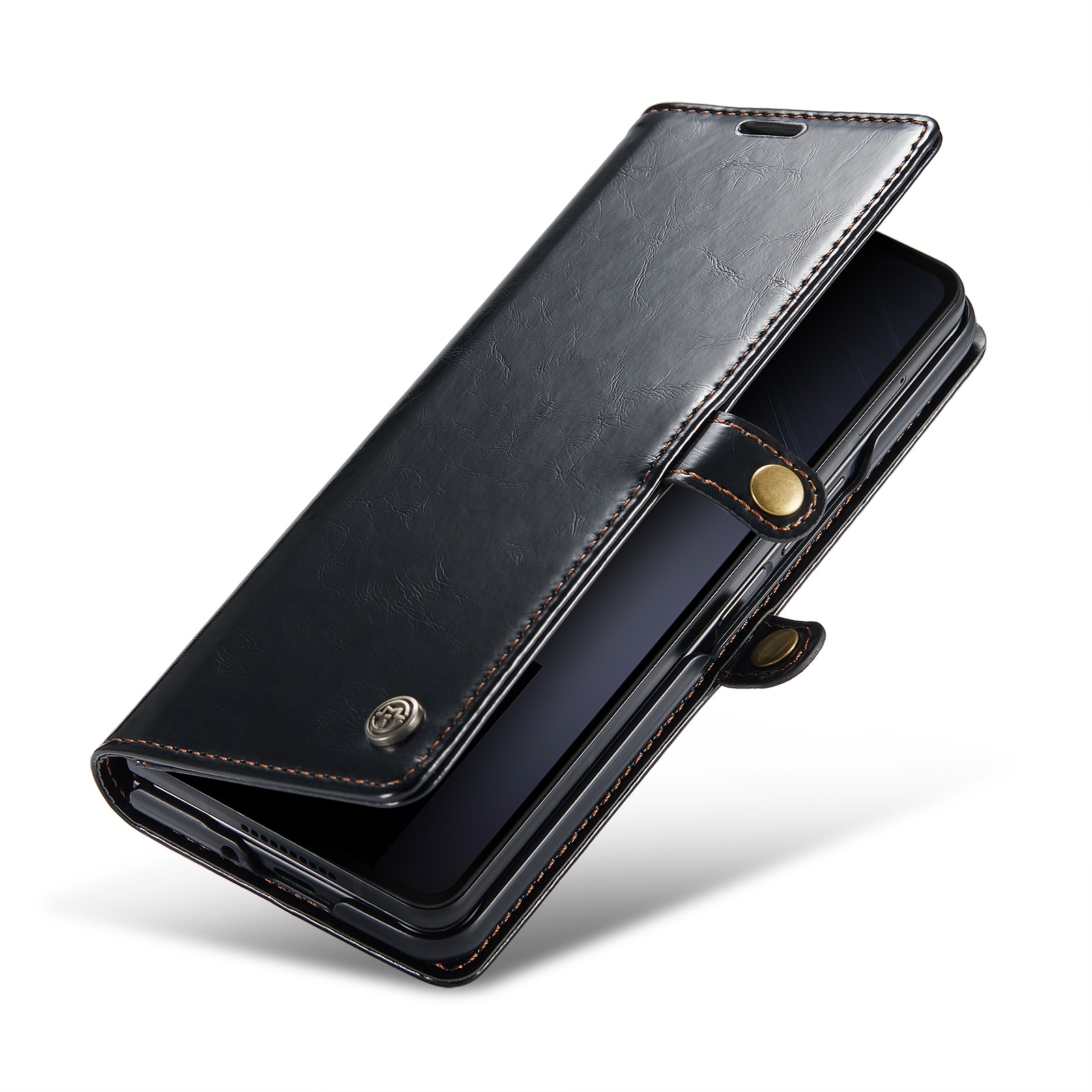 Étui en cuir Samsung Galaxy Z Fold 6, noir