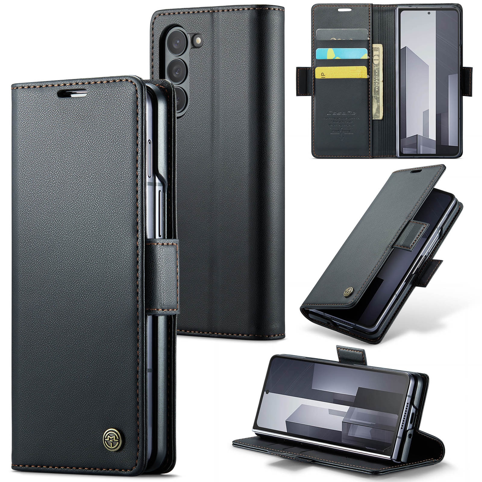 Étui portefeuille mince anti-RFID Samsung Galaxy Z Fold 6, noir