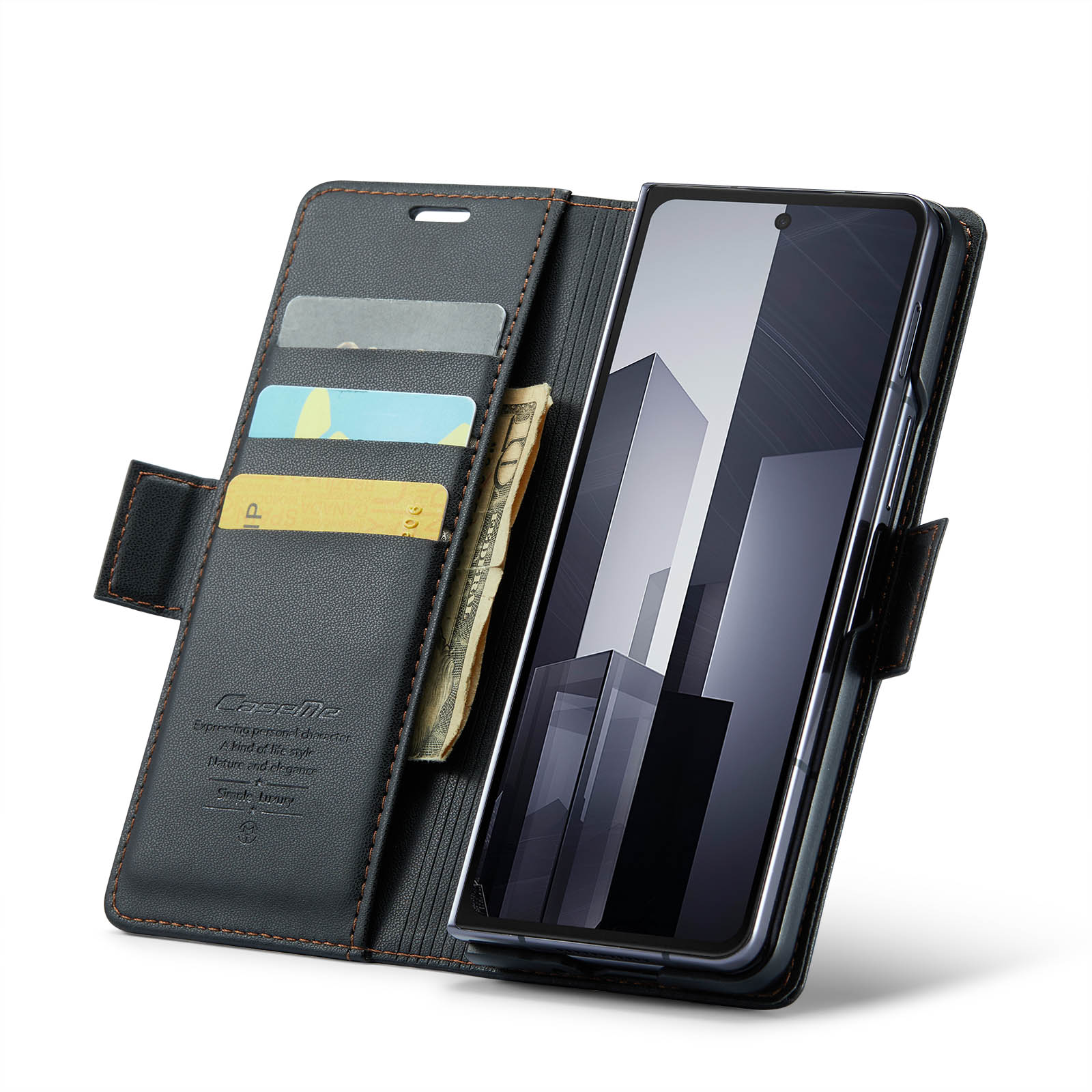 Étui portefeuille mince anti-RFID Samsung Galaxy Z Fold 6, noir